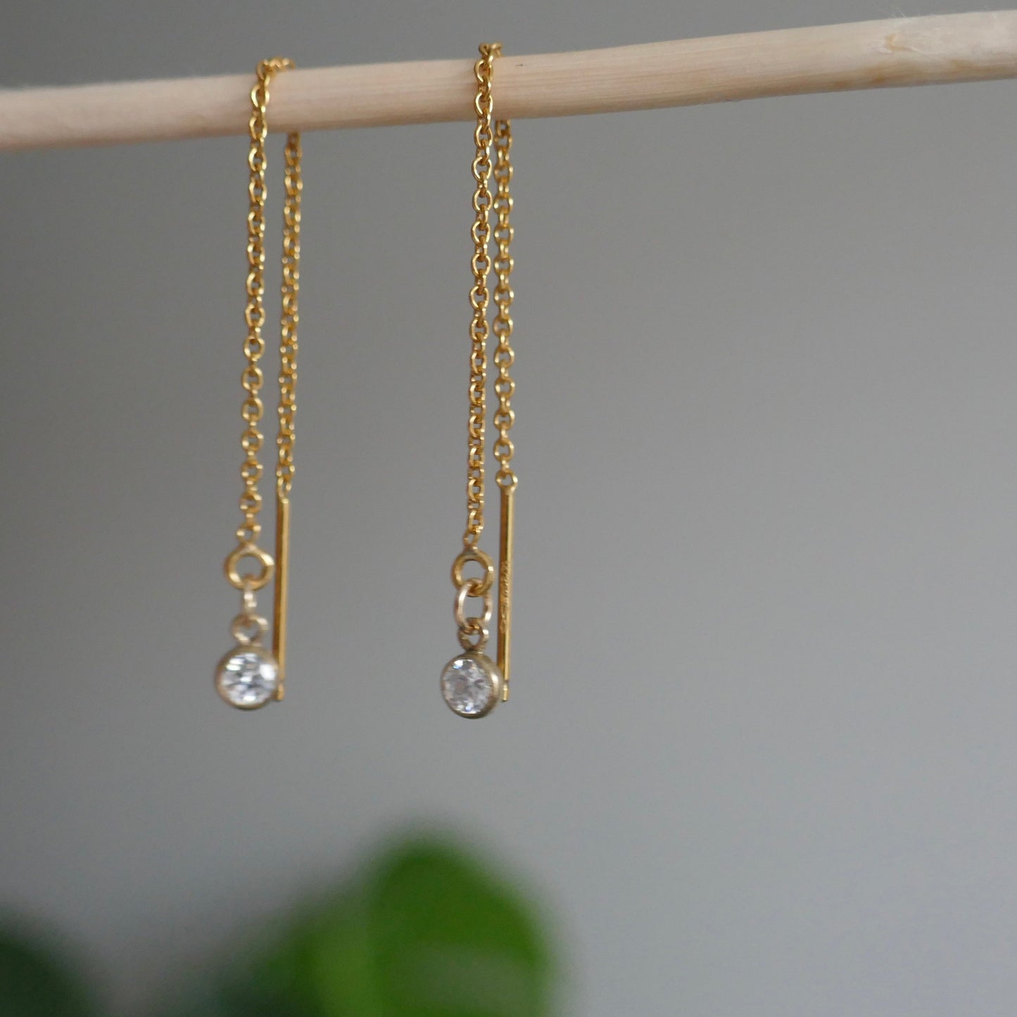 SILVER DIAMANTÉ CHAIN EARRINGS