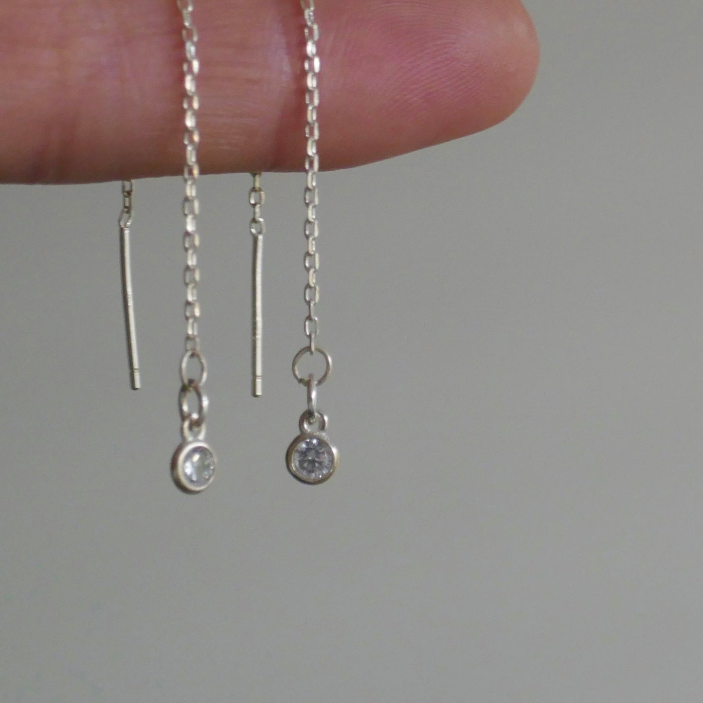 SILVER DIAMANTÉ CHAIN EARRINGS