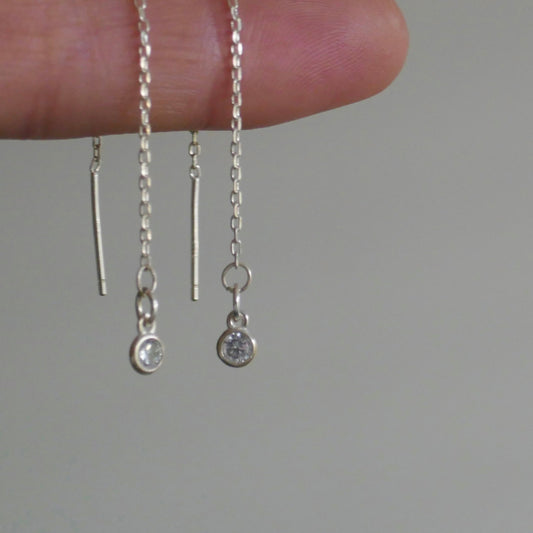 SILVER DIAMANTÉ CHAIN EARRINGS