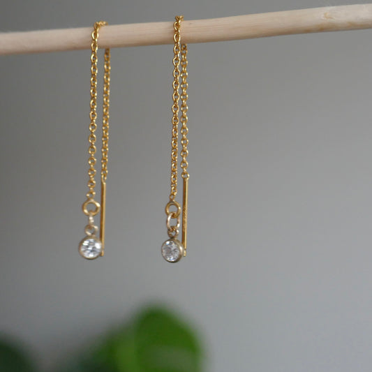 GOLD DIAMANTÉ CHAIN EARRINGS