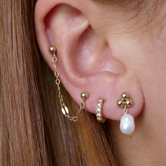 GOLD BUBBLE PEARL STUDS