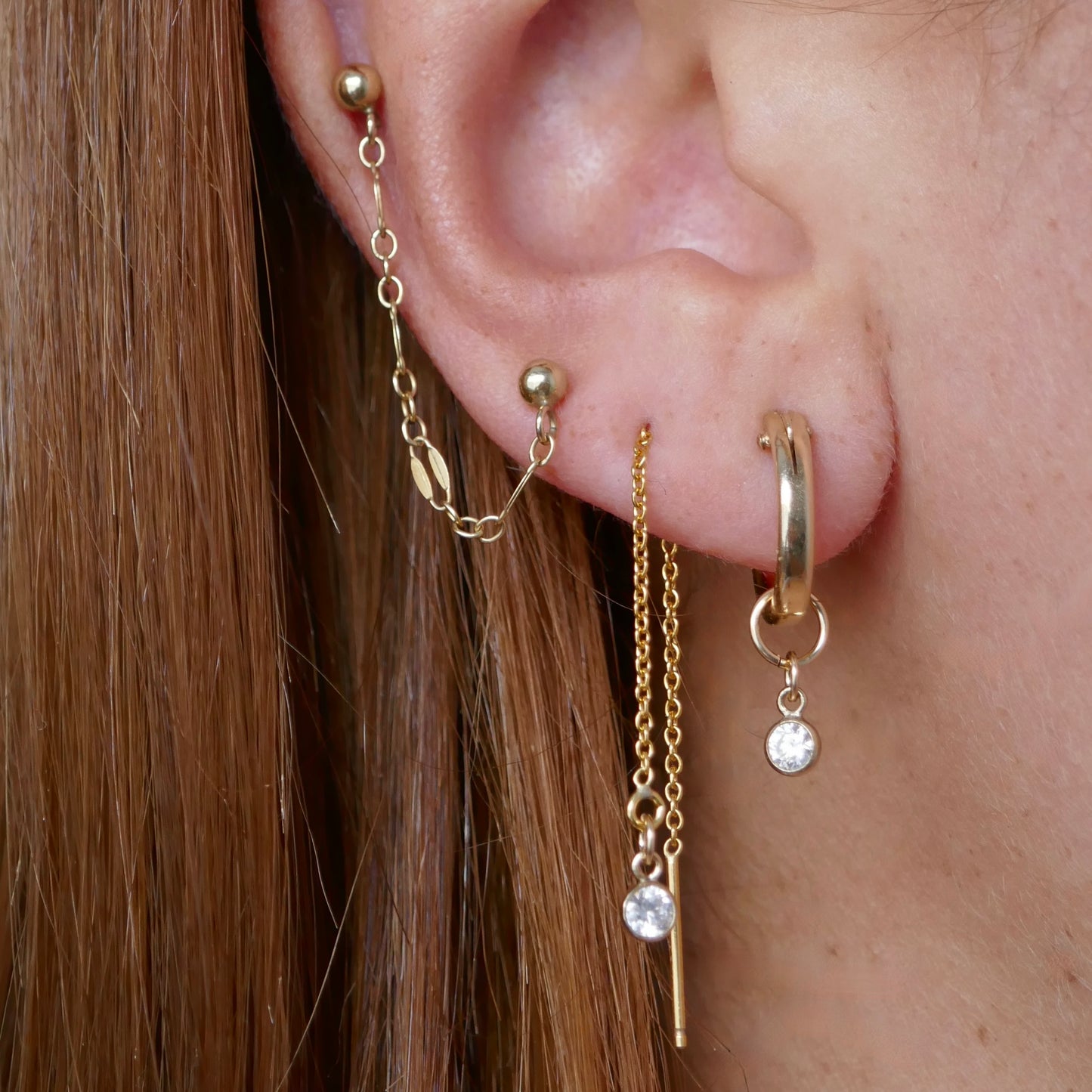 GOLD DIAMANTÉ CHAIN EARRINGS