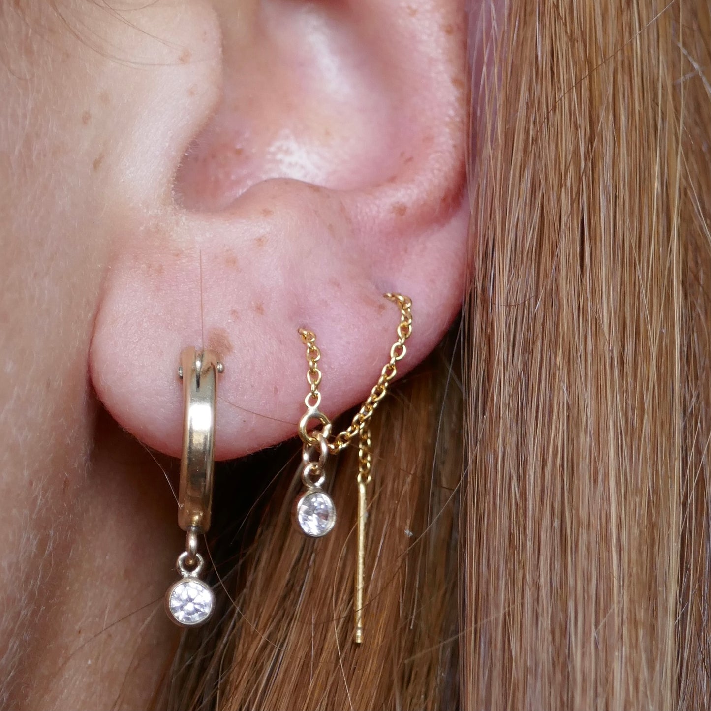 GOLD DIAMANTÉ CHAIN EARRINGS